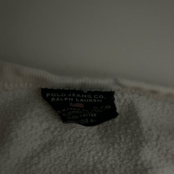 Ralph Lauren White Sweatshirt with Navy Logo and Red Flag Accent - Picture 7 of 8